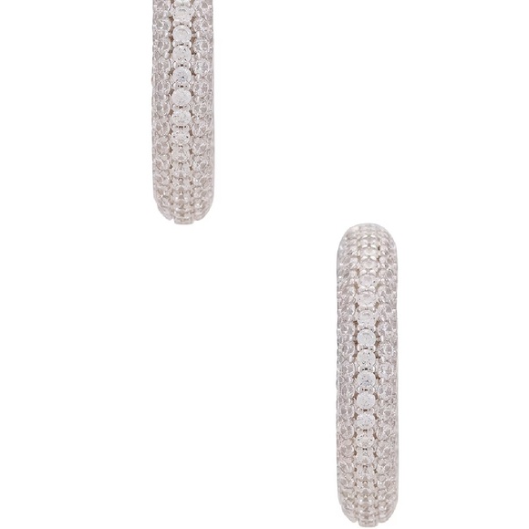 Adina Eden Jumbo Pave Hoops In Silver, Size: OS - Picture 3 of 10